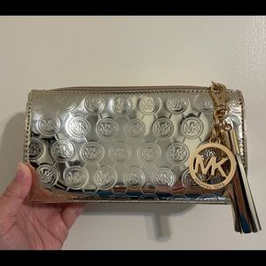 Michael Kors Gold Metallic Cosmetic Bag